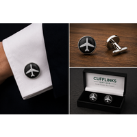 Aeroplane Black and White Cufflinks