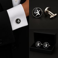 Badminton Black &amp; White Cufflinks Luxury Gift Bag