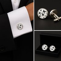 Aeroplane Silhouette Cufflinks Luxury Gift Bag