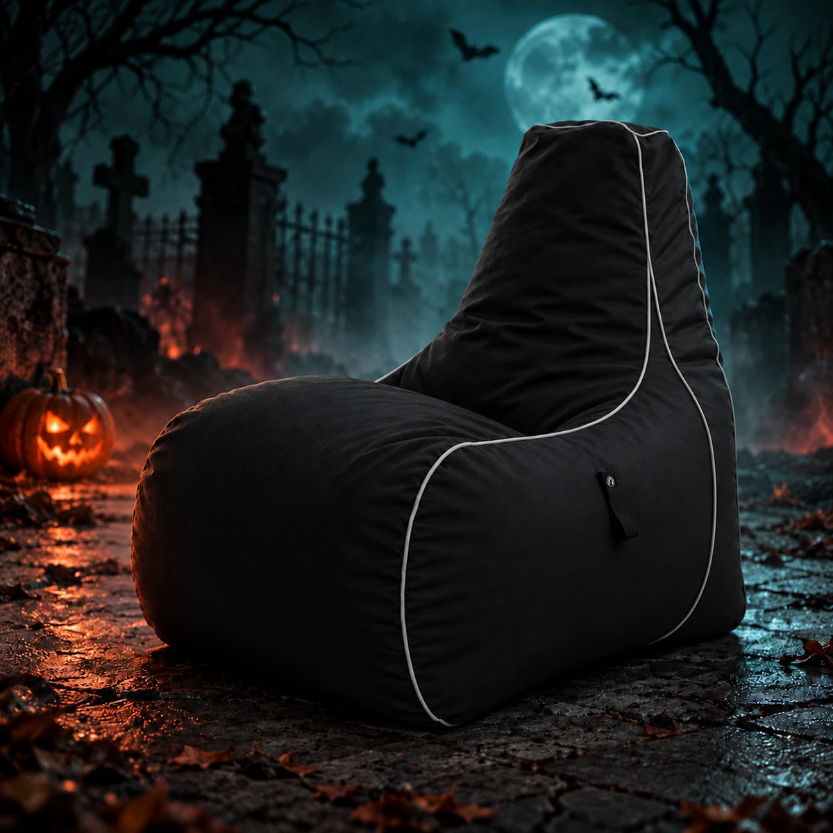 Game Over Gaming Bean Bag Chair for Adult Water Resistant Indoor Gamer Beanbag Chair - Silver