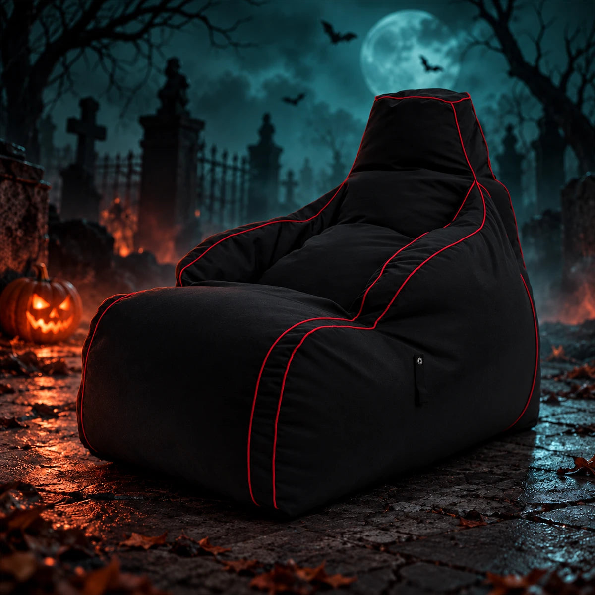 Game Over Large Bean Bag - Giant Gaming Bean Bag Chair Indoor & Outdoor Gamer Lounger - Silver