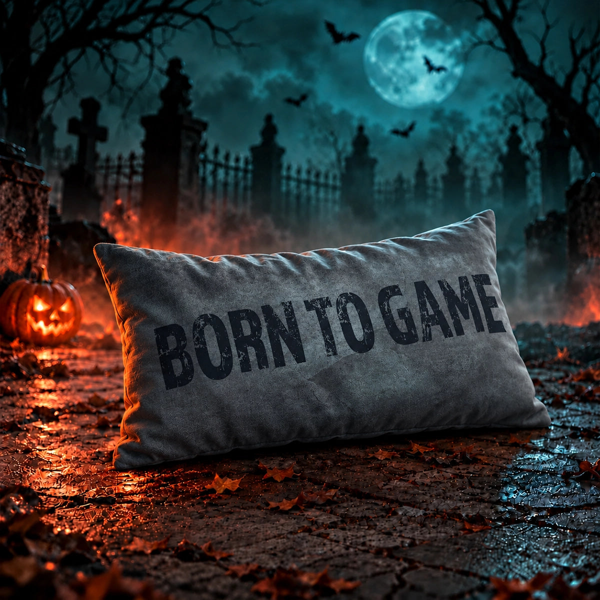 Gaming Cushion - Born To Game (Silver) - Grey