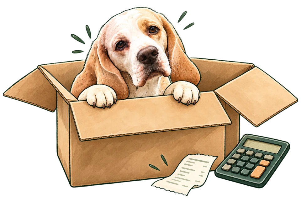 The illustrated buying buddy with delivery boxes.